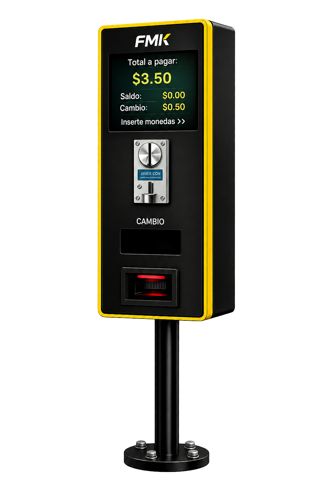 Estación de cobro por monedero para parqueaderos, modelo FMK-AP-V2, pantalla ancha